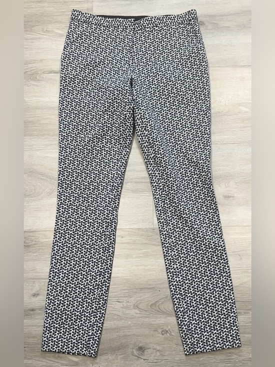 Tory Burch Pants - Tory Burch Blue Geometric Print Ankle Pants Size 2 Navy White Career Slim Fit